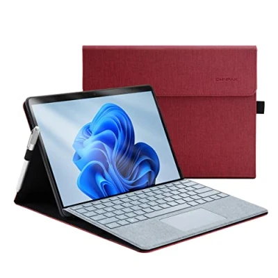 Abbildung von Omnpak Hülle für Surface Pro 8 Tablet, Business mit Stifthalter, Einstellbarer Multi Betrachtungswinkel, kompatibel der Type Cover Tastatur