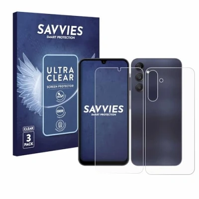 Abbildung von Savvies 6 Stück Schutzfolie für Samsung Galaxy A25 5G (Display+Rückseite) Displayschutz Folie Ultra Transparent
