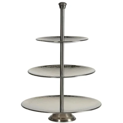 Abbildung von zeitzone Etagere Edelstahl 3 Stöckig Servierplatte Dekoschale Hammerschlag 36,5 cm