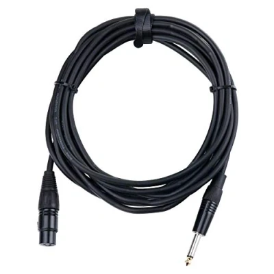 Abbildung von Pronomic XFJ 5 XLR zu Klinke Kabel (unsymmetrisches Mikrofonkabel, Länge 5m, säure und ölfest, Spannzangen Zugentlastung) schwarz