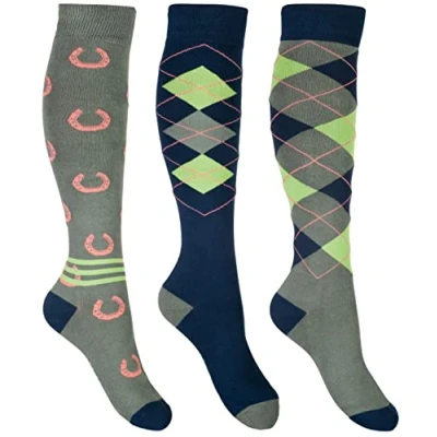 Abbildung von HKM Reitsocken Cardiff Set von 3 Marineblau Olive 39 42