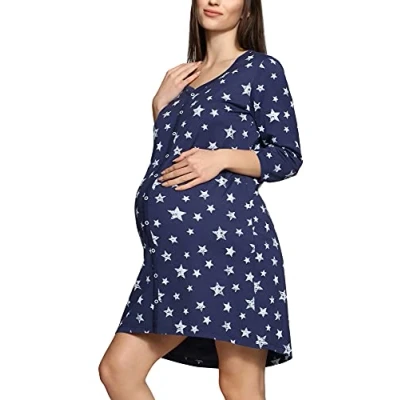 Abbildung von Bemammy Nachthemd, Damen, Größe: XL, Blue/dark blue/light blue