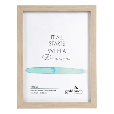 Abbildung von goldbuch Bilderrahmen Verona aus MDF Holz, Portraitrahmen für 1 Bild/Foto, Rahmen zum Stellen, Fotorahmen mit Wandhalterung Aufhängen, Frame ca. 16,5 x 21,5 1,5 cm, Natur, Fotoformat: 15x20 cm