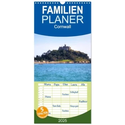 Abbildung von Familienplaner 2025 Cornwall mit 5 Spalten (Wandkalender, 21 cm x 45 cm), CALVENDO