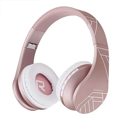 Abbildung von PowerLocus Kabellose Kopfhörer Over Ear, Bluetooth mit Mikrofon, Faltbar, weiche Ohrpolster Hi Fi Stereo Bass, Headset Kabellos und Kabel Modus für Kinder/Erwachsene/TV/PC/Home Office