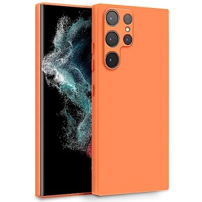 Abbildung von MyGadget Hülle für Samsung Galaxy S22 Ultra Zweilagige Handyhülle mit Kameraschutz Cover Innenfutter &amp; Silikon außen Orange