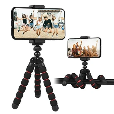 Abbildung von MOJOGEAR Flexibles Handy stativ Octopus Ministativ für Smartphone mit Schaumgummibeinen Schwarz/Rot