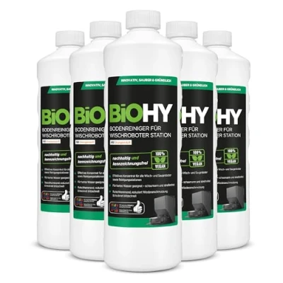 Abbildung von BiOHY Bodenreiniger Für Wischroboter Station mit Orangenduft (6 x 1 Liter) Reinigungsmittel Konzentrat alle Wisch &amp; Saugroboter Nass Funktion Schaumarm Streifenfrei Böden