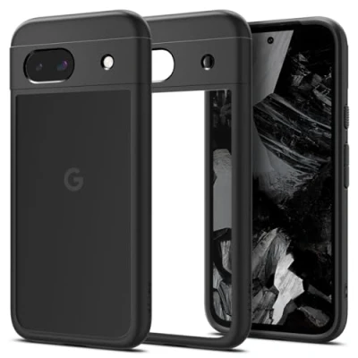 Abbildung von Google Pixel 8a Hülle Kunststoff Spigen Backcover/Hard Case Handyhülle Schwarz Shockproof/Stoßfest