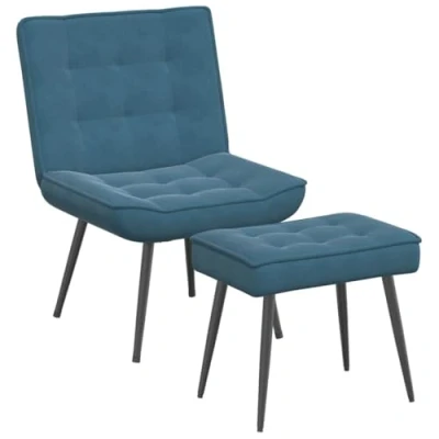 Abbildung von vidaXL Relaxsessel, Drehbarer Sessel mit Hocker, Fernsehsessel Polsterstuhl Metallgestell, Polstersessel Lesesessel Wohnzimmer, Blau Samt
