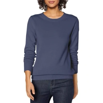 Abbildung von Amazon Essentials Damen Pullover Mit Rundhalsausschnitt Aus 100 % Baumwolle (Erhältlich In Übergröße), Marineblau, L