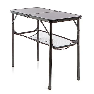 Abbildung von Toboli Campingtisch Schwarz 80x40cm höhenverstellbar auf 31/45/56/70 cm Aluminium Klapptisch Falttisch Outdoor klappbarer Tisch für Camping, Garten und Balkon