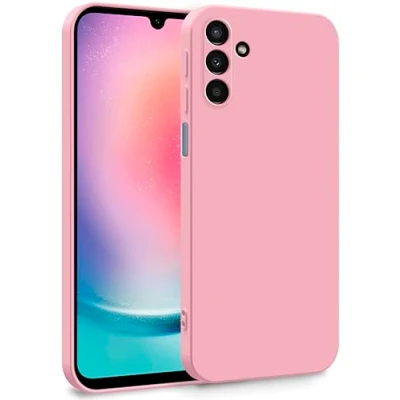 Abbildung von MyGadget Silikon Hülle kompatibel mit Samsung Galaxy A24 4G Zweilagige Handyhülle Kameraschutz Cover Innenfutter &amp; außen Baby Pink