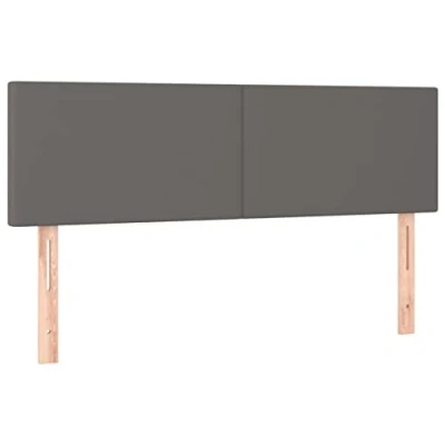 Abbildung von vidaXL Kopfteil 2 STK., Bettkopfteil mit Holzbeinen, Höhenverstellbar Polsterkopfteil für Bett, Betthaupt Bettzubehör Schlafzimmer, Grau 72x5x78/88cm Kunstleder