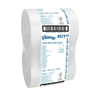 Abbildung von Kleenex Jumbo Toilettenpapier Rolle 8571 12 x 180 m weiße, 2 lagige Rollen