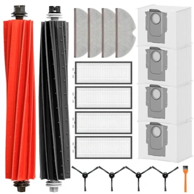 Abbildung von NexHarb Zubehörset für Roborock Q5 Pro+/Q8 Max+/Q8 Max Plus/Q5 Pro Plus Ersatzteile mit 4 Wischtücher, Filter, Seitenbürsten Schwarze, Staubbeutel, 2 Hauptbürste, 1 Werkzeuge