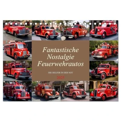 Abbildung von Fantastische Nostalgie Feurwehrautos (Tischkalender 2025 DIN A5 quer), CALVENDO Monatskalender