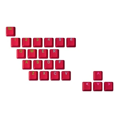 Abbildung von Ranked Gummi Tastenkappen Set Doppelschuss Durchscheinend OEM Profil für Mechanische Gaming Tastatur (rot, 23 Tasten)