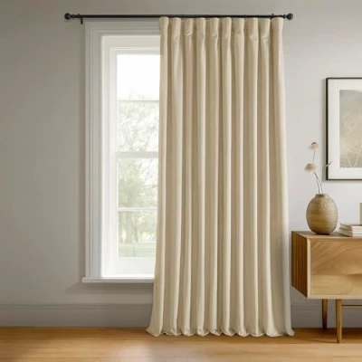 Abbildung von HPD Half Price Drapes Signature Verdunkelungsvorhänge aus Samt für Wohnzimmer, 100 x 108 cm, extra breit, VPCH VET180103 (1 Panel), neutral geschliffen