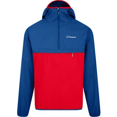 Abbildung von Berghaus Herren Corbeck Winddichte Softshell Jacke Half Zip Smock, Rot/Blau, XS