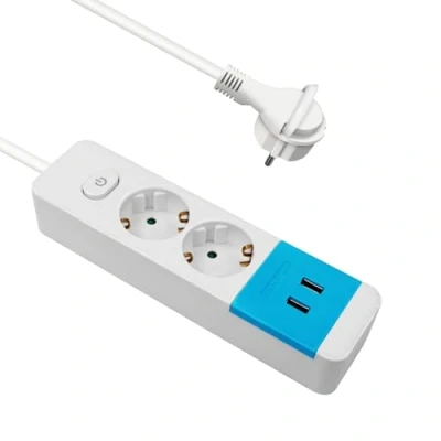 Abbildung von EXTRASTAR Steckdosenleiste mit 2 Steckdosen und USB Anschlüssen, Verlängerungssteckdose Schalter, 1,5 m, für Zuhause, Büro Reisen, 3680 W, 3 G x 1,0 mm², 1 Stück