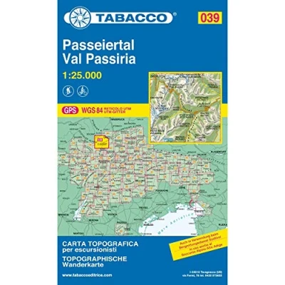 Abbildung von Passeiertal: Wanderkarte Tabacco 039. 1:25000: GPS. UTM Gitter (Carte topografiche per escursionisti, Band 39)