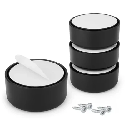 Abbildung von LouMaxx Möbelfüße höhenverstellbar Füße für Möbel Ø 53,5 mm aus Kunststoff Hochwertige Möbelerhöhung zum Kleben oder Schrauben 4er Set Gleitfüße in Schwarz inkl. Montagematerial
