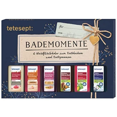 Abbildung von tetesept Bäder Geschenkset Bademomente Badezusatz Probierset mit Geschenkanhänger das ideale Präsent für jeden Anlass 1 x Badeset (6 20 ml)