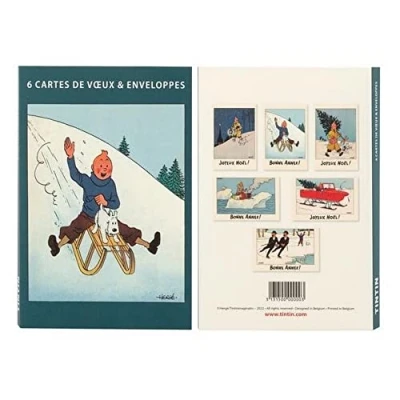 Abbildung von Set of 6 Double Postcards Tintin, Christmas and Happy New Year 31315 (10x15cm)