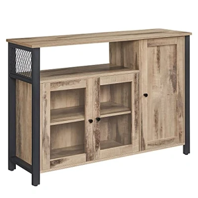Abbildung von VASAGLE Sideboard, Küchenschrank, Aufbewahrungsschrank, mit 3 Türen, für Wohnzimmer, Küche, Esszimmer, 33 x 110 75 cm, Landhausstil, eichenbraun schwarz LSC096B50