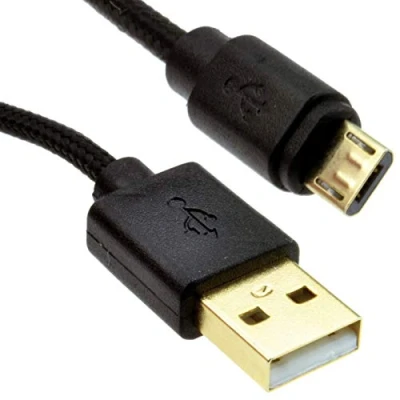 Abbildung von kenable Geflochten Vergoldeten USB 2,0 A Zum Mikro B schnell CHARGE Kabel 24AWG 1 m Schwarz [1 Meter/1m]