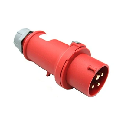 Abbildung von as Schwabe CEE Stecker 400V/32A/4 polig Starkstrom mit Schraubkontakt für Leistungsanschluss Stromstecker Schlagfest Spritzwassergeschützt IP44 Rot/Grau, 60572