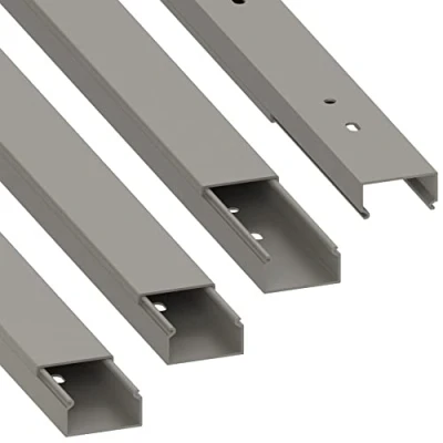 Abbildung von Habengut Kabelkanal (mit Montagelochung im Boden) 30x15 mm aus PVC, Farbe: Grau, Länge 4 m (4 x 1 Länge)
