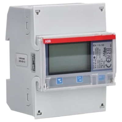 Abbildung von ABB Elektrischer Stromzähler B24 113 100, digital, aktive Energieklasse ± 1%, 3 Phasen, Stahl, Modbus (Referenz 2CMA100179R1000)