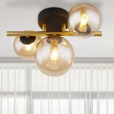 Abbildung von LED Deckenleuchte Riha, amber, Länge 28,5 cm, 3 flg., Glas