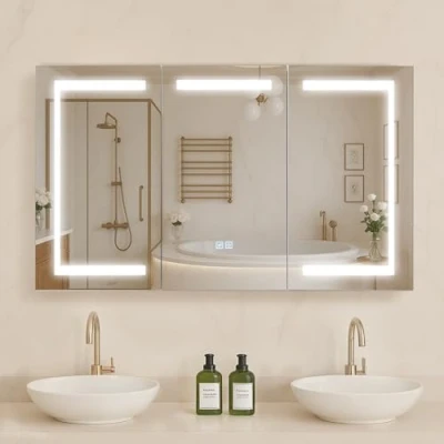 Abbildung von VEVOR Beleuchteter Medizinschrank mit Gehärtetem Glasspiegel 100x60cm
