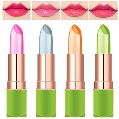 Abbildung von 4Pcs Aloe Vera Lipstick Color Changing Jelly Long Lasting Moisturizer Lip Balm Magic Temperature Change Gloss Set