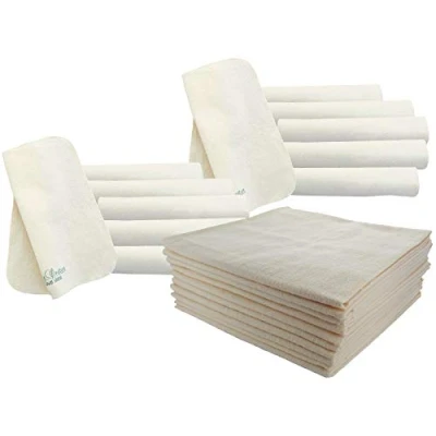 Abbildung von Bio Moltontücher 10er Set mit Waschlappen 100% Baumwolle (kbA) GOTS zertifiziert, Natur, 80 x cm
