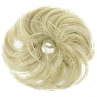 Abbildung von CAISHA Haargummi Bella Hochsteckfrisuren Haarteil Hochzeitfrisuren Voluminös Leicht Gewellt Hitzebeständige Kunstfaser DM17cm Hellblond Mix G14B