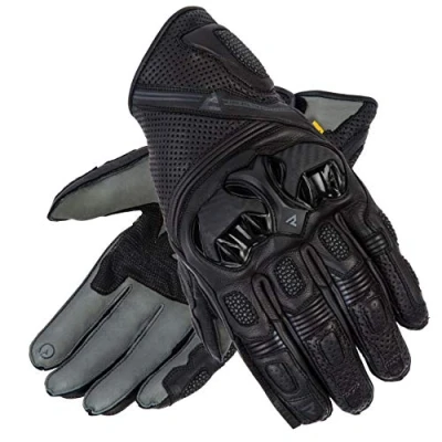 Abbildung von REBELHORN ST Short Leder Motorradhandschuhe für Männer Superfabric Panels SAS TEC Schaumstoffplatten Belüftung Flexible Elemente Touchscreen Friendly Pads