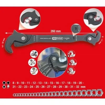 Abbildung von KS TOOLS 114.0055 Zangenschlüssel 260 Chrom Vanadium Stahl mit Ratschenfunktion