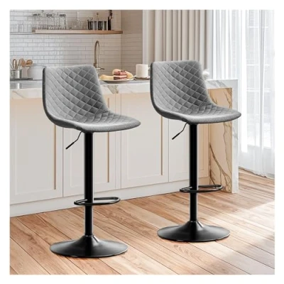 Abbildung von STOOLINK Barhocker Höhenverstellbar Barstuhl 2er Set, Bar Stühle mit Lehne 360 Drehbar Designer Tresenhocker, Armlehne Belastbar 150kg Sitzhöhe Verstellbar 61 82cm Grau