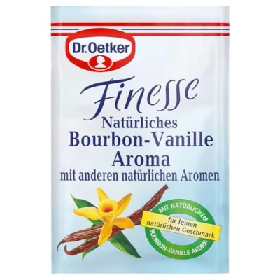 Abbildung von Dr. Oetker Finesse Natürliches Bourbon Vanille Aroma 11er Pack, 11 x 2er je Beutel 5 g, für intensiven Geschmack, zum Verfeinern von Süßspeisen, Torten &amp; Desserts, vegan