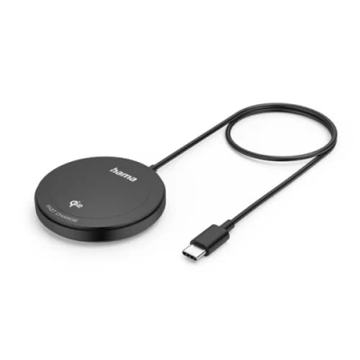 Abbildung von Hama Magnetisches kabelloses Qi Ladegerät 15W (Qi2 zertifiziertes Ladegerät, Ladepad Fast Wireless Charger, MagSafe kompatibel induktiv als Handy Ladestation iPhone 15/14/13/12/AirPods uvm) schwarz