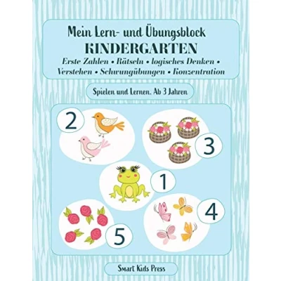 Abbildung von Mein Lern und Übungsblock KINDERGARTEN: Erste Zahlen, Rätseln, logisches Denken, Verstehen, Schwungübungen, Konzentration. Spielen Lernen ab 3 jahren. (Kindergartenblock, Band 1)