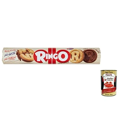 Abbildung von Pavesi Testpaket Ringo kekse mit Vanilla, Kakao und Haselnuss 12x 165 g cookies italien biscuits snack + Italian gourmet polpa 400g