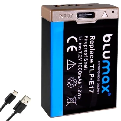 Abbildung von Blumax Akku LP E17 USB Typ C Eingang 1000mAh kompatibel mit Canon EOS RP R8 R10 R100 77D 200D 250D 750D 760D 800D 850D