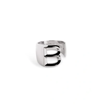 Abbildung von SINGULARU Personalisierter Ring Letter Signet Verstellbarer Massiver Messing mit 18kt Vergoldung. Einheitsgröße Damenschmuck Buchstabe B
