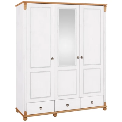Abbildung von Home affaire Kleiderschrank &quot;Tessin&quot;, Breite 152 cm, Kiefer massiv, mit Spiegel