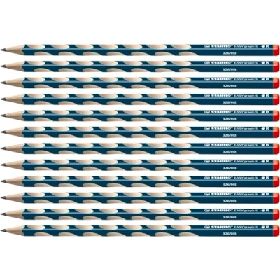 Abbildung von Schmaler Dreikant Bleistift für Rechtshänder STABILO EASYgraph S in petrol 12er Pack Härtegrad HB